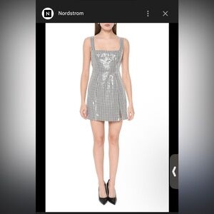 NWT Nordstrom Wayf Black and White Sparkle Houndstooth Mini Dress
